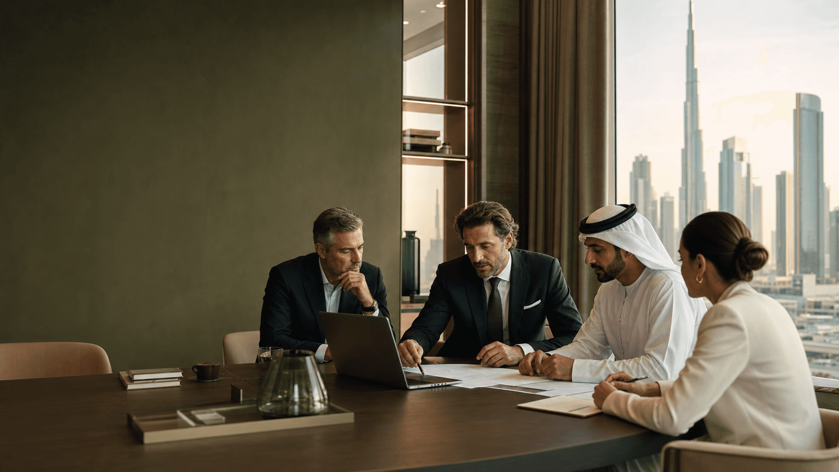 Private advisory meeting with board-level materials